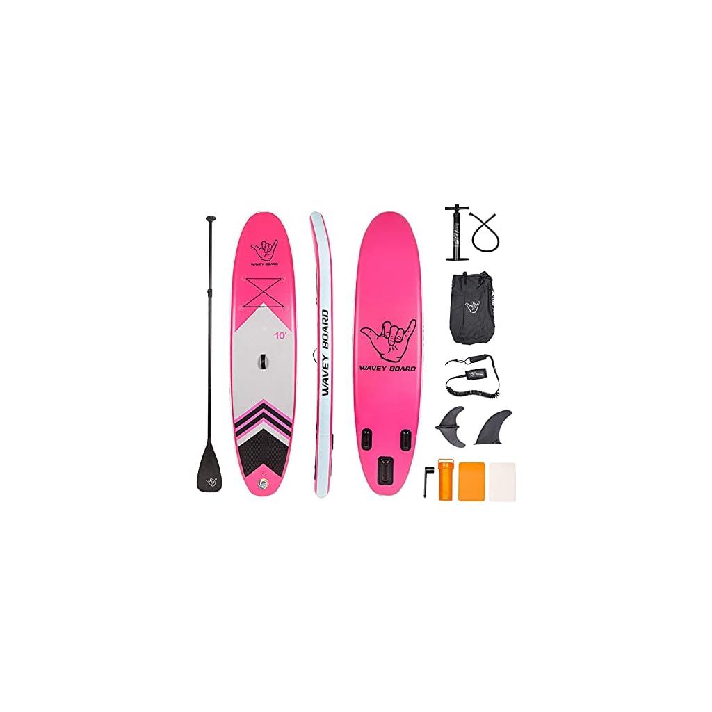 WAVEY BOARD Inflatable 10′ Stand Up Paddle Board for Adult Premium SUP Blow up Paddle Board for