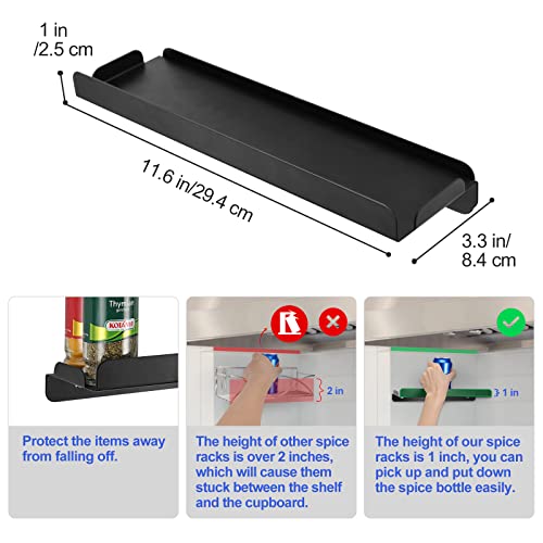 HOUSE AGAIN 2 Packs Spice Rack Wall Mounts Hanging Spice Rack Space-saving Seasoning Organizer and Storage for Kitchen Cabinet Pantry Cupboard Closet Bathroom Balcony Bedroom,11.6″x3.3″x1″, Black