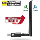 USB Wifi Adapter Wireless internet for PC - 1200Mbps Best Dual Band (2.4G/5.8G) Laptop Desktop Network Perfect for Win10/8.1/8/7/XP Mac OS 10.4-10.12 (1200Mbps)