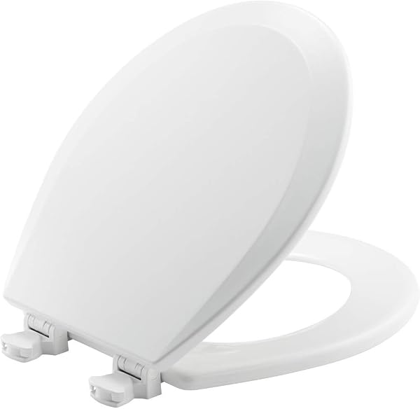BEMIS 500EC 390 Toilet Seat with Easy Clean & Change Hinges, 1 Pack Round, Cotton White | Durable enameled wood resists chipp