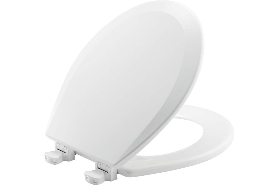 BEMIS 500EC 390 Toilet Seat with Easy Clean & Change Hinges, 1 Pack Round, Cotton White | Durable enameled wood resists chipp