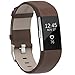 Henoda Replacement Bands Compatible with Fitbit Charge 2, Classic Genuine Leather Charge 2 Band Fitness Wristband for Women Men Small Large Tan