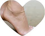 Lifetime Jewelry Anklets for Women Men Teens and Kids - 24K Gold Plated 2mm Rope Chain - Durable Foot Jewelry for Beach or Party - Cute Yellow Gold Ankle Bracelet - Anklet sizes are 9 10 and 11 inches