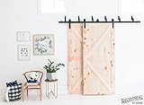 INDUSTRIAL BY DESIGN - 8ft Heavy Duty Double Bypass Sliding Barn Door Hardware Kit – 100% Steel One-Piece Rail - Ultra Smooth and Quiet – Easy Installation Supports 225 lbs. – Designed in USA