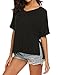 Tobrief Women's Casual V-Neck Short Sleeve Side Split High Low Hem Loose T-Shirt