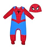 Marvel Spiderman Boys’ Long Sleeve Romper and Hat