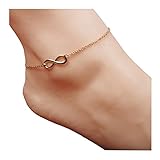 Geerier Simple Gold Chain Anklet Good Luck Infinite Anklet Beach Feet Jewelry