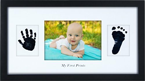 Baby Handprint and Footprint Frame, Best Baby Shower or Keepsake Personalized Gift, Lifetime Warranty, Safe Ink Pad, New Baby Decorations For Room Wall Or Nursery, Largest Baby Print Frame Kit