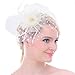 Fascinators Sinamay Hats for Women for Tea Party Kentucky Derby Wedding Cocktail Mesh Feathers Hair Clip Ivory