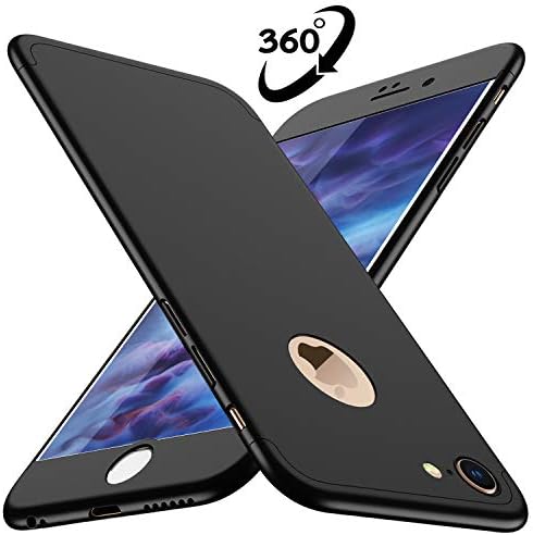Losvick iPhone 6 Case,iPhone 6s Case [2 Pack Tempered Glass Screen Protector] 360° Full Body Shockproof Ultra-Thin 3 in 1 Case,Anti-Slip Hard PC Slim Cover for iPhone 6/6s - 4.7 inch - Black
