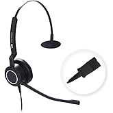 Mono Plantronic-QD Headset with Microphone - for Cables with 4-Pin Quick Disconnect Connector for Call Center Office (VTX100QD)