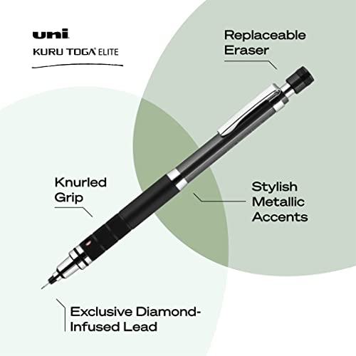 uniball Kuru Toga Elite Mechanical Pencil Starter Kit with Gun Metal