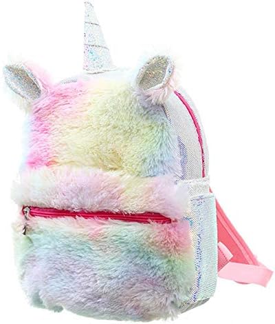 Fluffy 3D Cat Ear Unicorn Backpack Glitter Mini Shoulder Bag School Bag For Women Girls