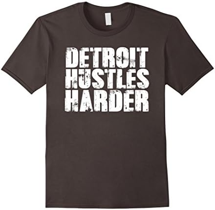 Men's Detroit Hustles Harder T-Shirt Detroit Shirt #2 XL Asphalt