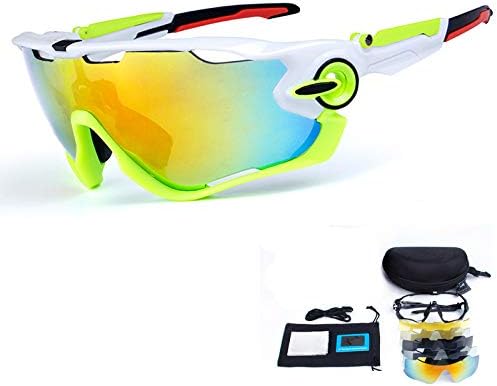 TOPTETN Polarized Sports Sunglasses UV400 Protection Cycling Glasses With 3 Interchangeable Lenses for Cycling, Baseball,Fishing, Skiing, Running