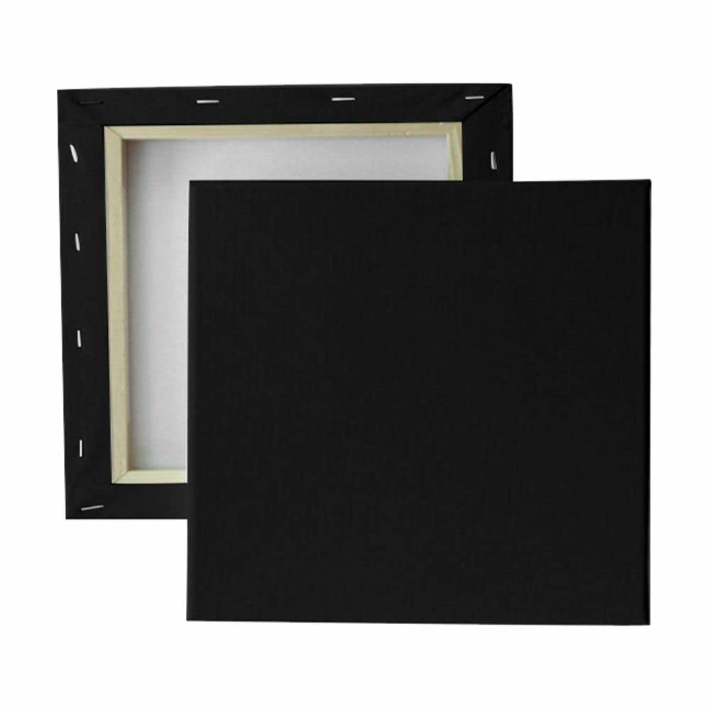Single Black Stretched Blank Framed Canvas (6 x 6 inches) 100% Cotton Acid-Free Primed Painting Canvas - for Painting Acrylic, Oil Paint, Watercolour Paint for Hobby Painters, Students & Kids
