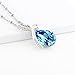 Le Premium In Full Bloom Pendant Necklace Waterdrop Shaped Swarovski Aquamarine Blue Crystals