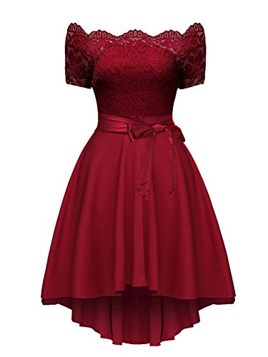 Dreaweet Women's Off Shoulder Lace Boat Neck Vintage Cocktail Party Wedding Dresses