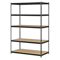 Edsal UR245AZ-BLK Steel Storage Rack, 5 Adjustable Shelves, 4000 lb. Capacity, 72" Height x 48" Width x 24" Depth, Black
