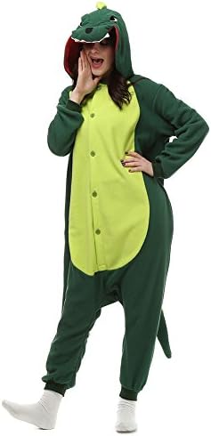 Angelstormy Costumes Pajamas Green Dinosaur Adorable Eye-catching Animal Onesie for Holloween Cosplay Party X-Large