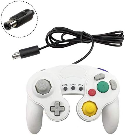 JBER Gamecube Controller Compatible with Nintendo Switch/Wii U/Wii/PC Classic Wired Gamecube Controller for Switch PC Wii u with Turbo Function (1 Pack, White)