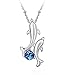 Rigant Gold Plated Happy Play Dolphins with Round Cubic Zirconia Crystal Necklace Fashion Jewelry for Women (Blue)