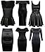 New Plus Size Black Shiny Wet Look Peplum Skater Midi Dresses 8-22
