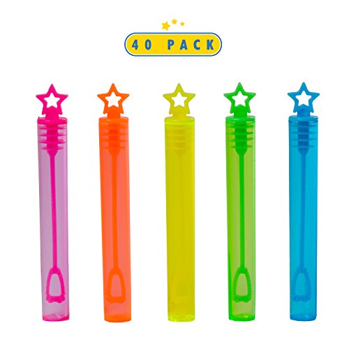40-Piece Star Bubble Wands Assortment Neon Party Favors - Summer Gifts Bubbles Fun Toys