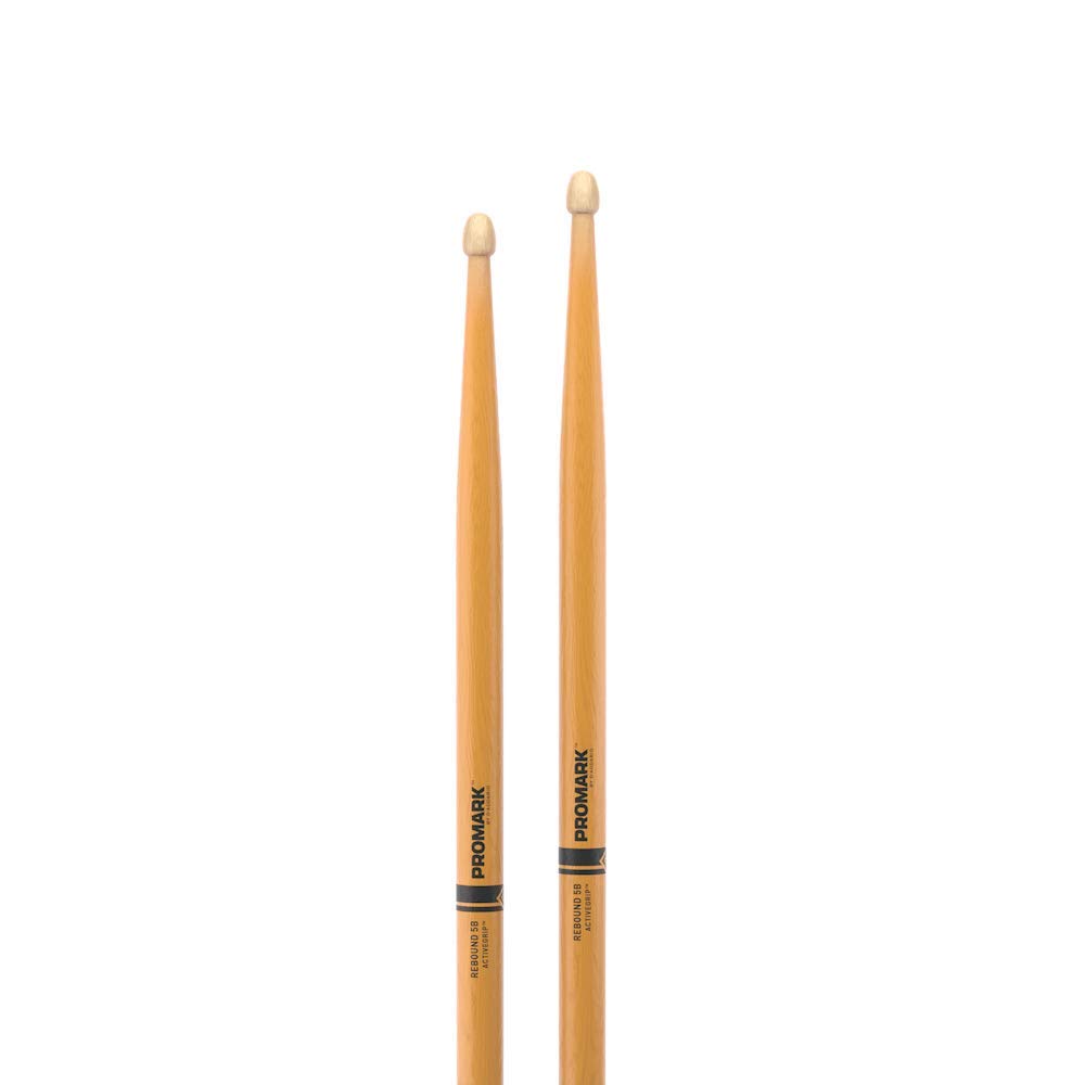 ProMark Forward Rebound 5B ActiveGrip Drumsticks, R5BAGC, Tacky Active Grip Finish, Clear Drum Sticks, Acorn Tip, Hickory Wood - 1 Pair