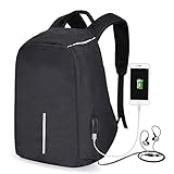 Vbiger Laptop Backpack Casual School Bag Large Capacity Shoulder Book Bag with Charging Port and Headphone Jack for Men and Women (Black)