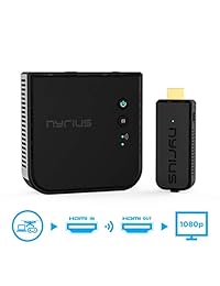 Nyrius Aries Prime Transmisor y receptor de video inalámbrico HDMI para transmisión de video en 3D HD 1080p y audio digital desde computadora portátil, PC, cable, Netflix, YouTube, PS4, Xbox One a HDTV   proyector (NPCS549)