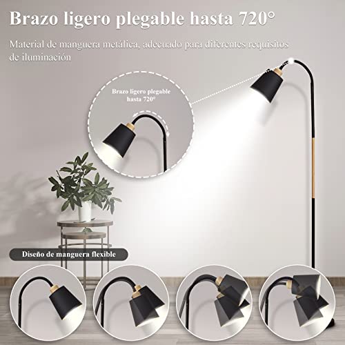 Lampara de Piso LED, Lámpara de Pie con Cuello Cisne Ajustable, 3 Modos Iluminación, Lamparas Piso Minimalista para Sala estar, Dormitorio, Lectura