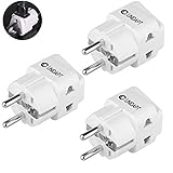 European Electric Plug Adapter, Unidapt Adapters for Europe, 2 in 1 input - EU Travel Plug Power Adapter, Schuko type E-F Outlet Wall Chargers, Euro, France, Germany, Spain (3 piece)