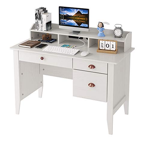 Kealive Computer Desk with 3 Drawers and Hutch Shelf, 47" Executive