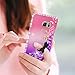 LeYi for Galaxy Note 5 Case with Tempered Glass Screen Protector [2 Pack] for Girls Women, Bling Sparkle Diamond Liquid Quicksand Flowing TPU Protective Phone Case for Galaxy Note 5 Pink/Purple