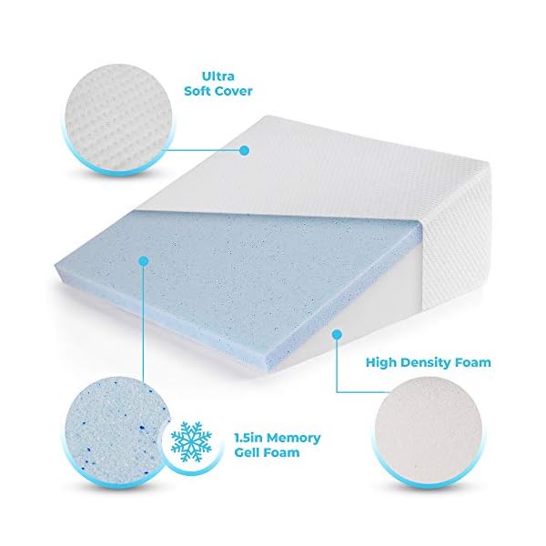 Healthex Bed Wedge Pillow Cooling Memory Foam Top Elevated Support