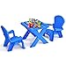 Costzon Kids Table and Chair Set, Outdoor Toddler Activity Table and Adirondack Chairs for Picnic, Garden, Patio, Backyard & Beach, Kids Outdoor Table and Chair Set (Blue)