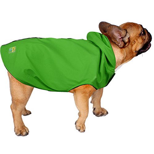 Jelly Wellies Premium Quality Waterproof Reflective Deluxe Raincoat with Polar Fleece Lining for Dogs- Medium, Green