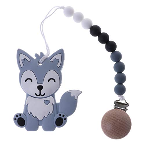 image for TeemorShop 1 Set Pacifier Clip with Cartoon Fox Teether Baby Nipple Ch