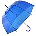 Kung Fu Smith Safe Kids Clear Umbrellas for Rain, Cute Blue Dome Bubble Umbrella for Kid Girls and Boys, Auto Open Plastic Transparent Stick Rain Umbrella