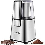 AICOK Electric Coffee Grinder Fast and Fine Fineness Coffee Blade Grinder with Removal Coffee Powder Bowl, Stainless Steel Motor Base 200W for Most Efficient Grinding, 2-year warranty
