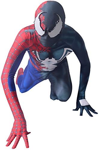 Half Raimi Half Venom Cosplay Costume Spandex Lycra Suit 3D Print Halloween Bodysuit with A Detachable Mask