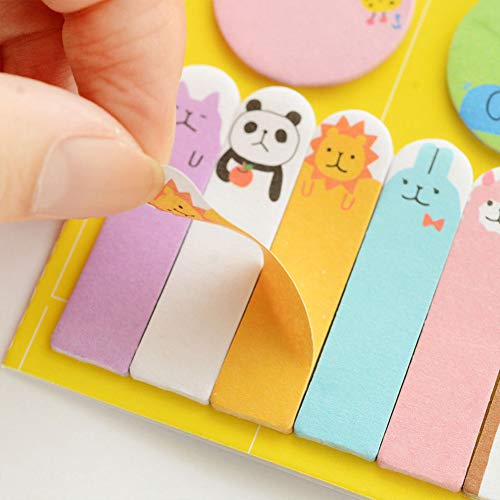 Sticky Notes 6 Set, Self-Stick Removable Sticky Page Markers Cute Cartoon Animal Note Pads Bookmark DIY Sticker Memo Pad Flag Markers for Office School (A) - Thumbnail 2