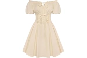 SCARLET DARKNESS Renaissance Corset Dress for Women Off Shoulder Midi Summer Dresses