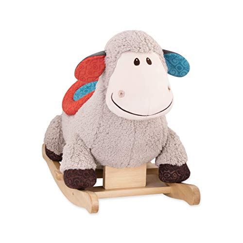 B. toys Schaukelpferd Schaf beige aus weichem Plüsch und hochwertigem Holz, Schaukeltier zum Draufsitzen für Kinder und… – Bild 7