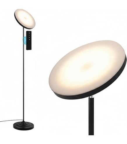 JOOFO Floor Lamp,30W/2400LM Sky LED Modern Torchiere 3 Color Temperatures Super Bright -Tall Standing Pole Light With Remote & Touch Control For Living Room,Bed Room,Office (Pearl White - View #2