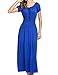 Meaneor Women Boho Cap Sleeve Smocked Waist Tiered Renaissance Summer Maxi Dress Blue XL