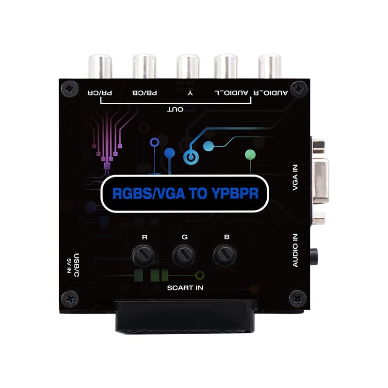 Tonysa Component Converter, RGBS VGA SCART to YPBPR, Supports SCART Input, Adjustable Color Brightness, for PS1, Genesis, N64, Dreamcast, MD, Saturn