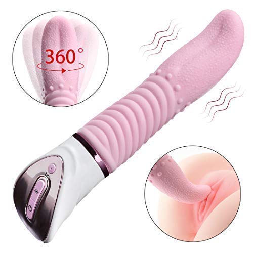 Tongue Vibrator Clitoris Stimulation -Feelingirl G-Spot 10 Vibration Modes Soft Dildo Vibrators USB Rechargeable, Adult Sex Toys for Couples and Women (Pink)