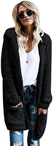 NiSeng Women Longline Knitted Cardigan Chunky Open Front Long Sleeve Hooded Knit Cardigan